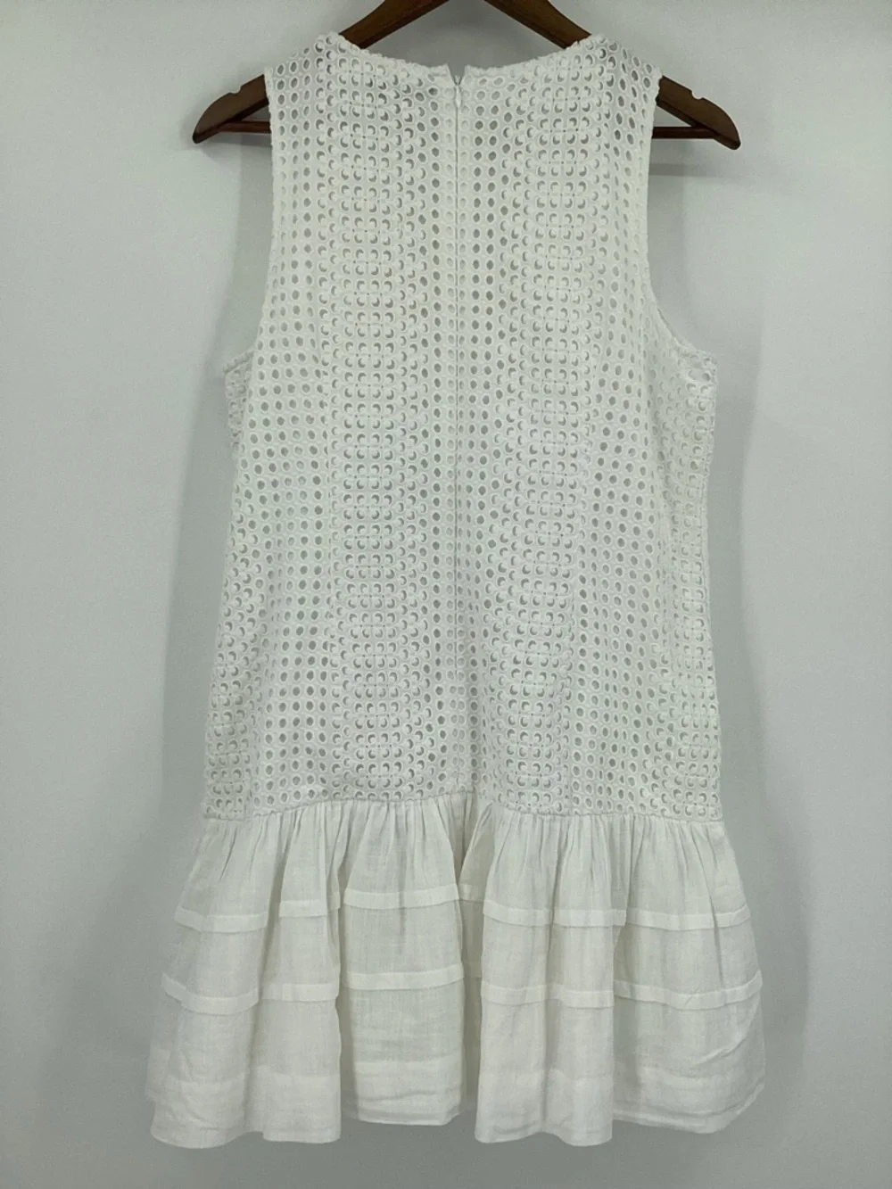 J. Crew White Eyelet Pleaded Hem Mini Dress